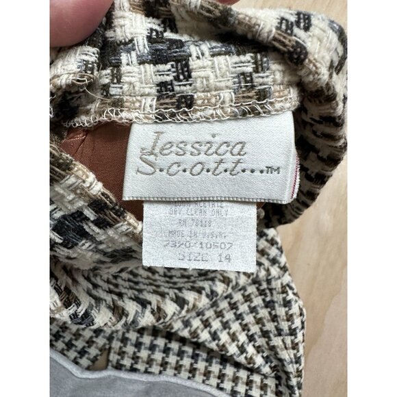 VTG Jessica Scott Emporium 80s Career Tweed Wool Blazer Plaid Pencil Skirt 14 M - Picture 11 of 15